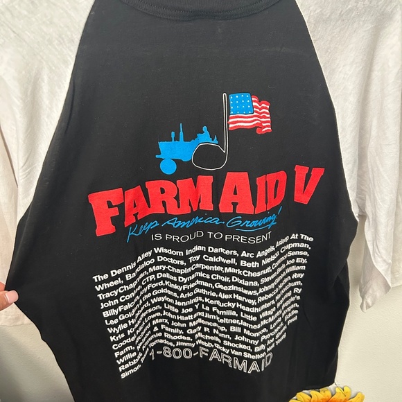 Vintage 1992 Neil Young Farm Aid V Ringer Tshirt, Size  XL - Picture 4 of 4